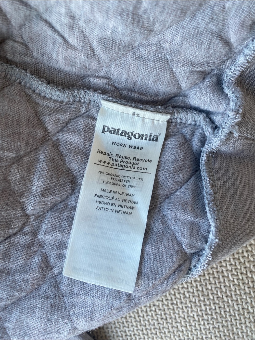 Patagonia Quilted Crewneck Sweatshirt - Light Heather Gray - Picture 10 of 10